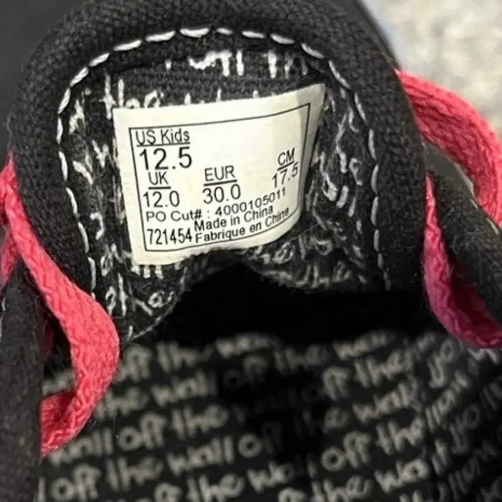 Vans Girl's 12.5 Black Hot Pink Lace Up Skater Shoes Sneakers